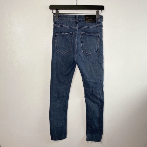 Zara Woman The High Waist Skinny Arctic Cobalt Raw Hem Jeans - Picture 9 of 10